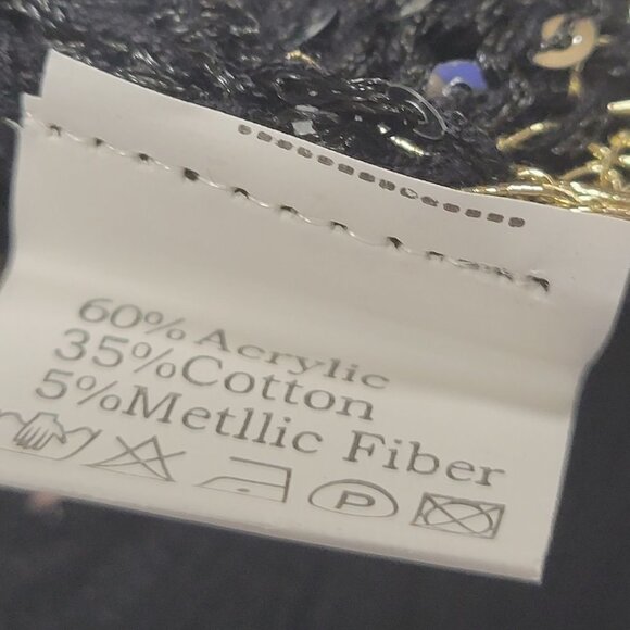 Black Gold Knit Top Metallic Sparkling Open Top Blouse- preloved - Picture 9 of 13